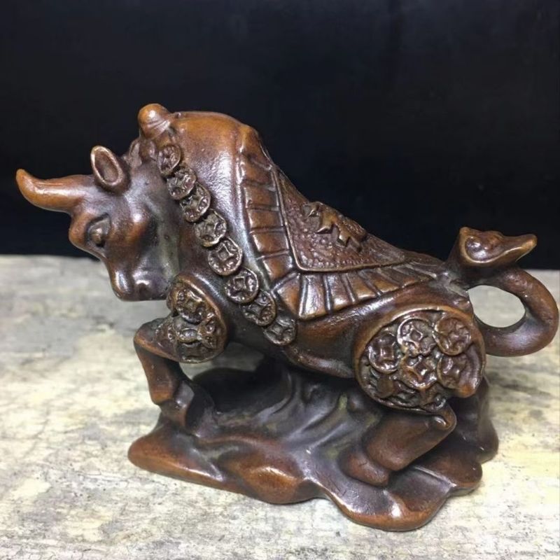 Đồng Chắc Chắn Bull Gas Soaring Retro Phố Wall Bull Tiền Cán Trà Thú Cưng Tay Cầm Mảnh Cung Hoàng Đạ