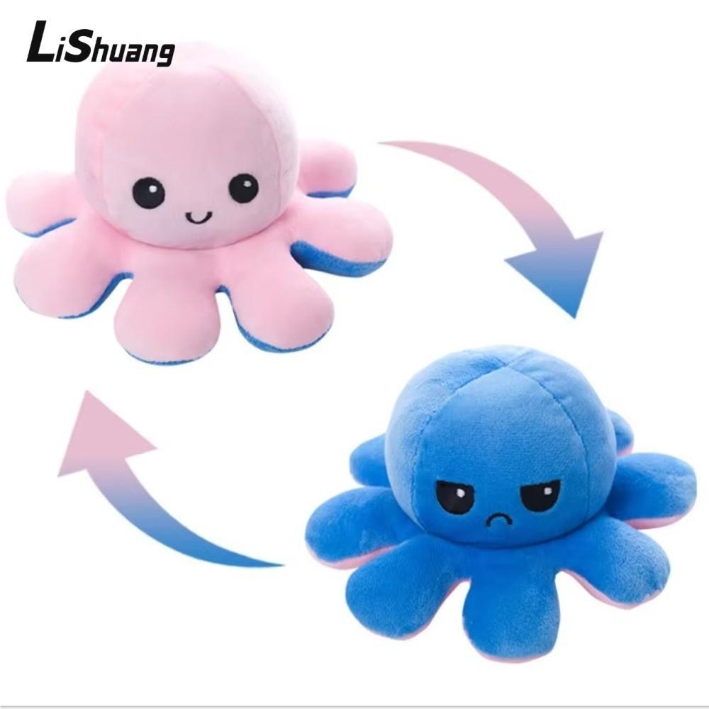 Búp bê bạch tuộc LISHUANG, Angry Happy Double Two Side Mood Octopus Plush Toy, Double Sides Flip Ove