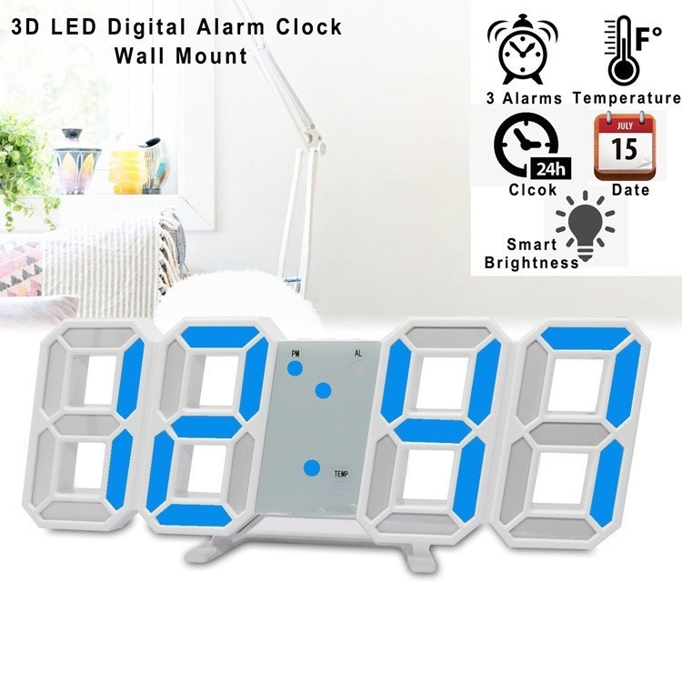 Creative3D 3D Mini Clock LED Digital Clock Wall Clock Desk Clock Electronic Alarm Clock Living Room 