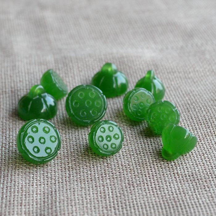 ((Giá 2 chiếc) 12mm 14mm 17mm Ngọc lam Lotus Pod Glass Lotus Pod Mặt dây chuyền diy Mặt dây chuyền P