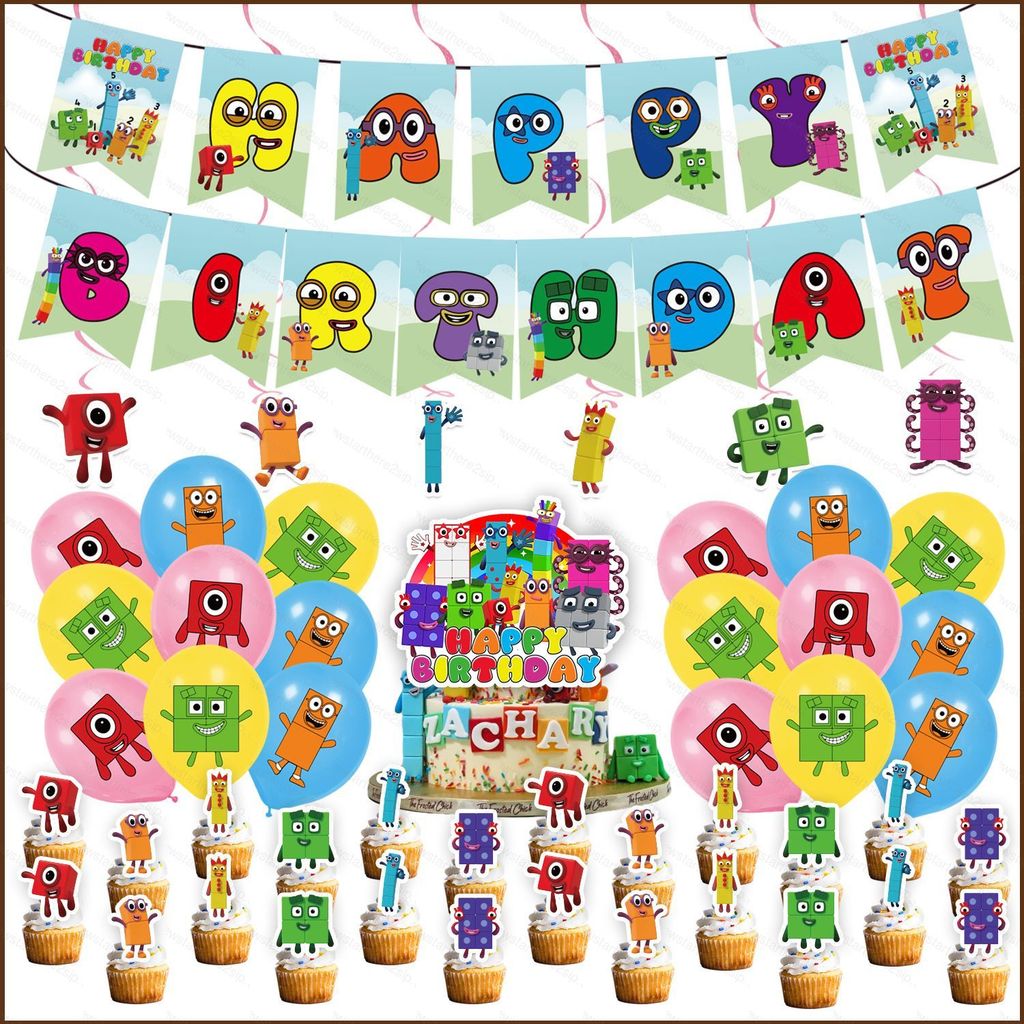 NP2 Numberblocks Chủ đề trẻ em trang trí tiệc sinh nhật biểu ngữ bánh topper bóng bay bộ cung cấp PN