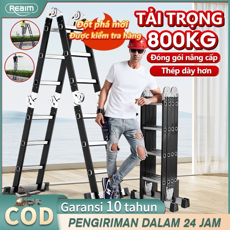 Thang gấp gọn Thang nhôm gấp 4 đoạn Thang Nhôm Xếp Gấp Gọn Gia Đình Chữ M 14 tư thế sử dụng  Bảo hàn