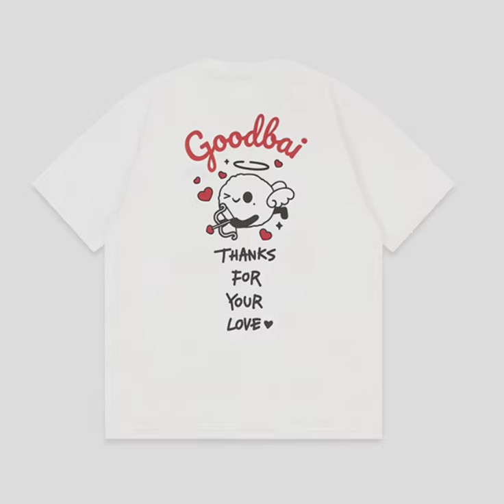 Áo thun nam GOODBAI Little Angel, họa tiết hình vẽ, chất liệu cotton cao cấp, size lớn