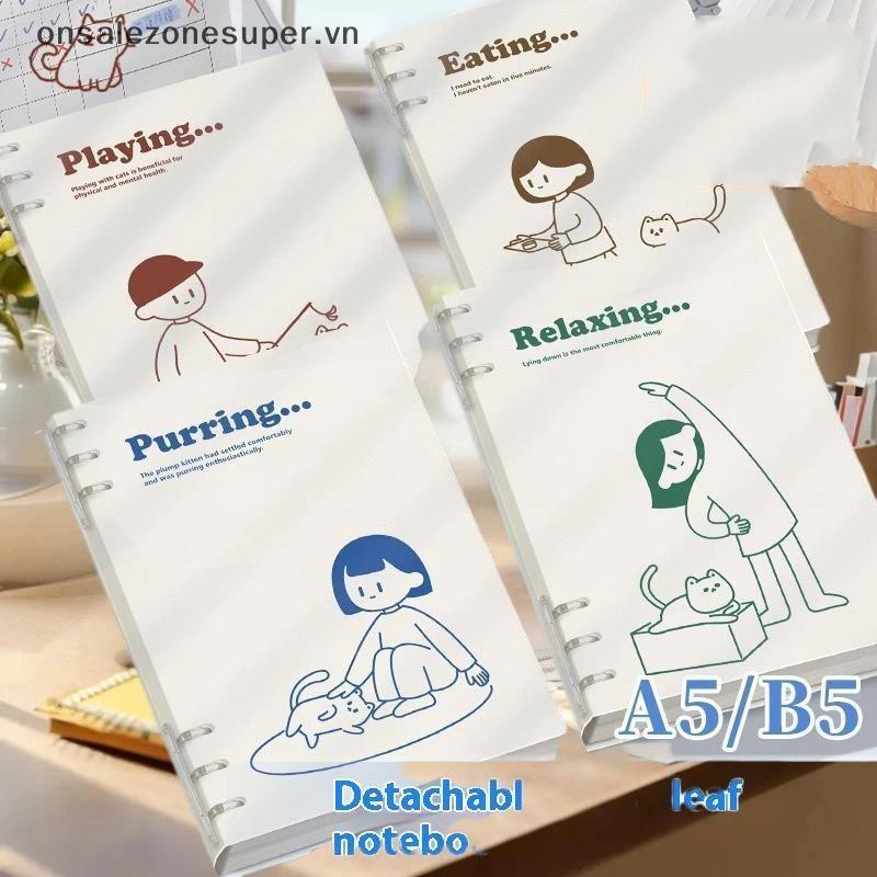 Ons Notebook Loose-leaf 60 tờ / 120 trang A5 / B5 Loose-leaf Binder Notebook Puppy / Panda / Dinosau