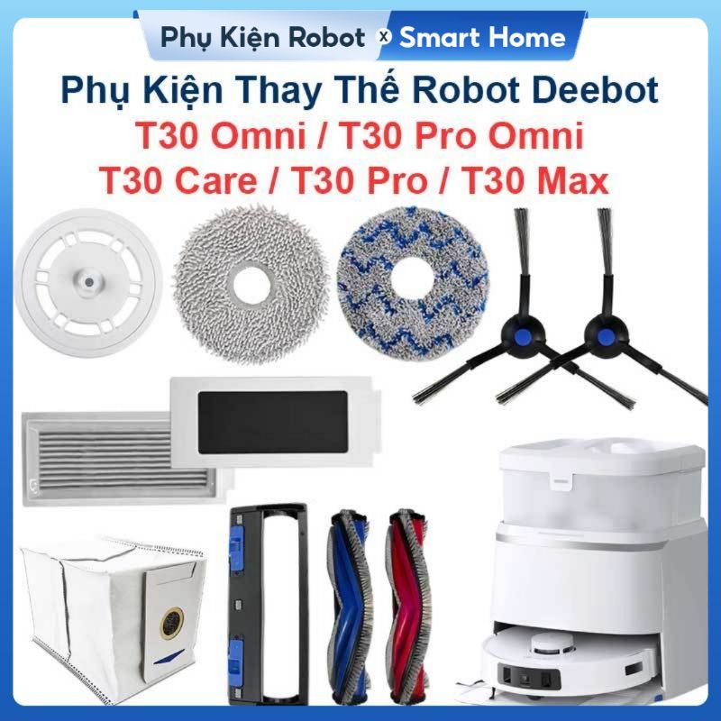 Phụ Kiện Thay Thế Robot Deebot T30 Omni, T30 Pro Omni, T30 Care, T30 Pro, T30 Max, Chổi Cạnh, Bộ Lọc