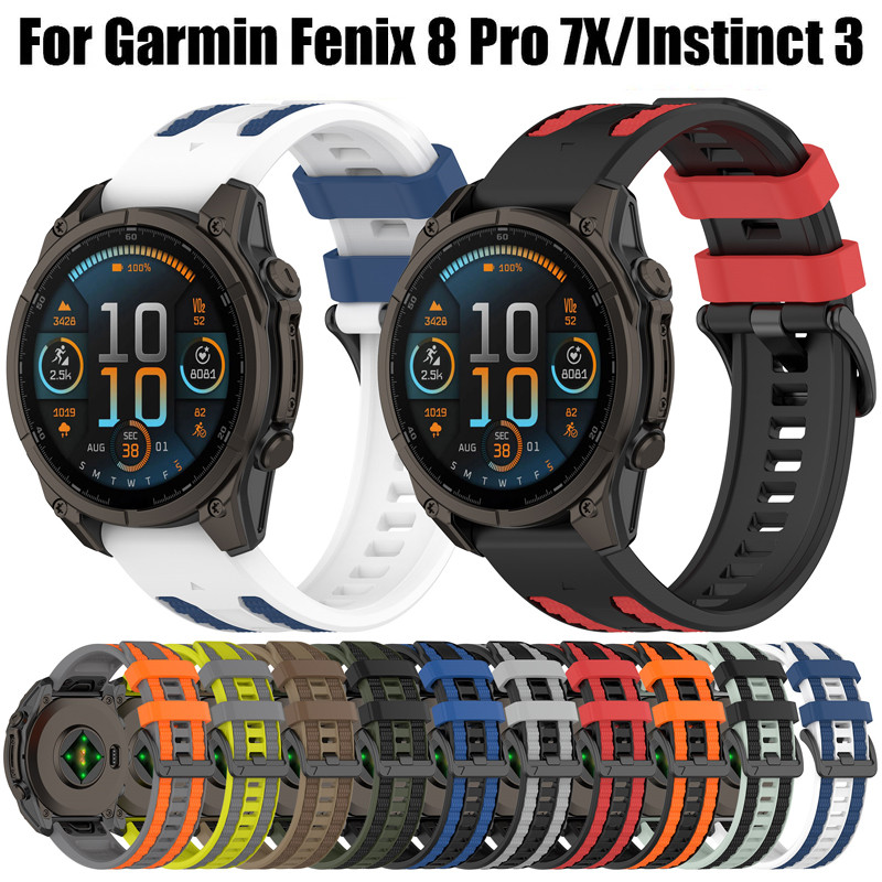 Dây đeo silicon hai tông màu thể thao QuickFit 22 / 26mm cho Garmin Fenix 8 Pro 8 7X / Bản năng 3 2X