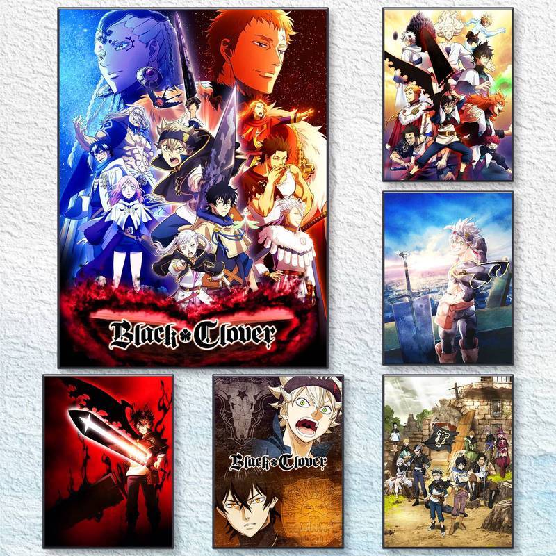 Black Clover Anime Asta Group Unframed Chống Thấm Nước HD Canvas Treo Tường Nghệ Thuật Để Trang Trí 