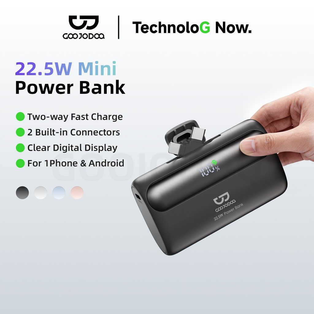 Pin dự phòng GOOJODOQ 10000mAh với sạc siêu nhanh 22.5W, tích hợp giao diện Light-ning và USB-C, cùng màn hình LED | BigBuy360 - bigbuy360.vn