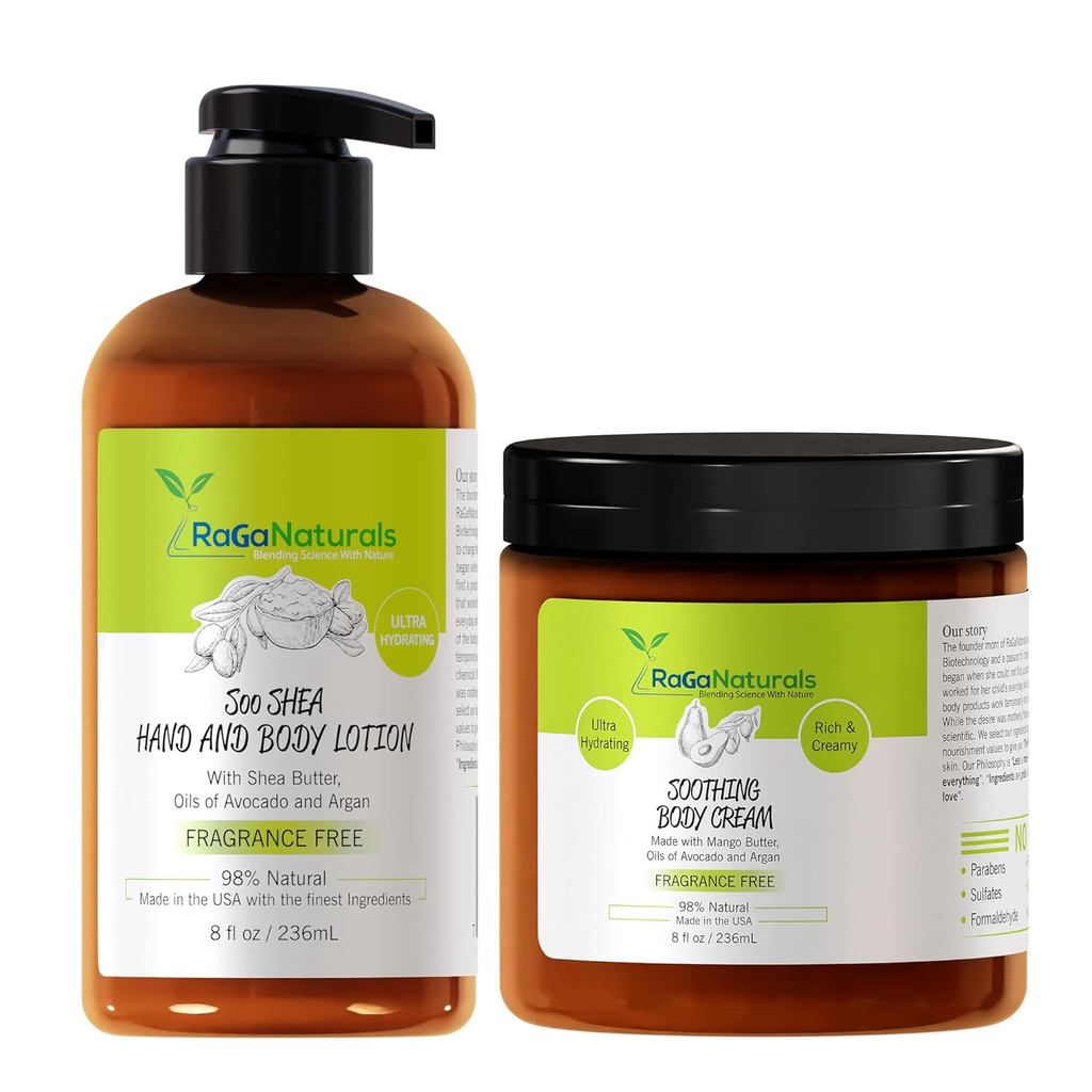 RaGaNaturals Kem dưỡng thể và dưỡng thể không có hương thơm, Kem dưỡng ẩm siêu dưỡng ẩm cho nữ, nam,