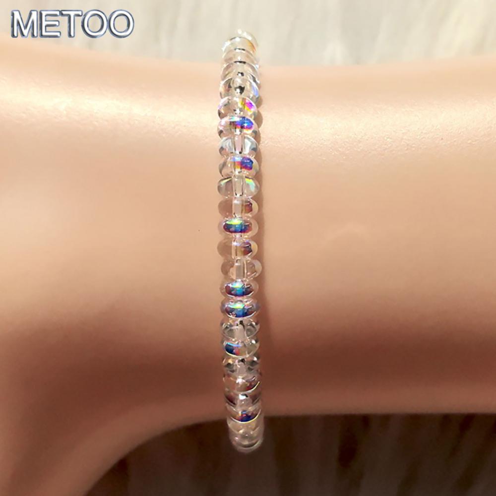 Vòng tay opal tự nhiên Ethiopia và pha lê giả laser đính hạt, dây co giãn - Cân bằng cảm xúc, thanh 