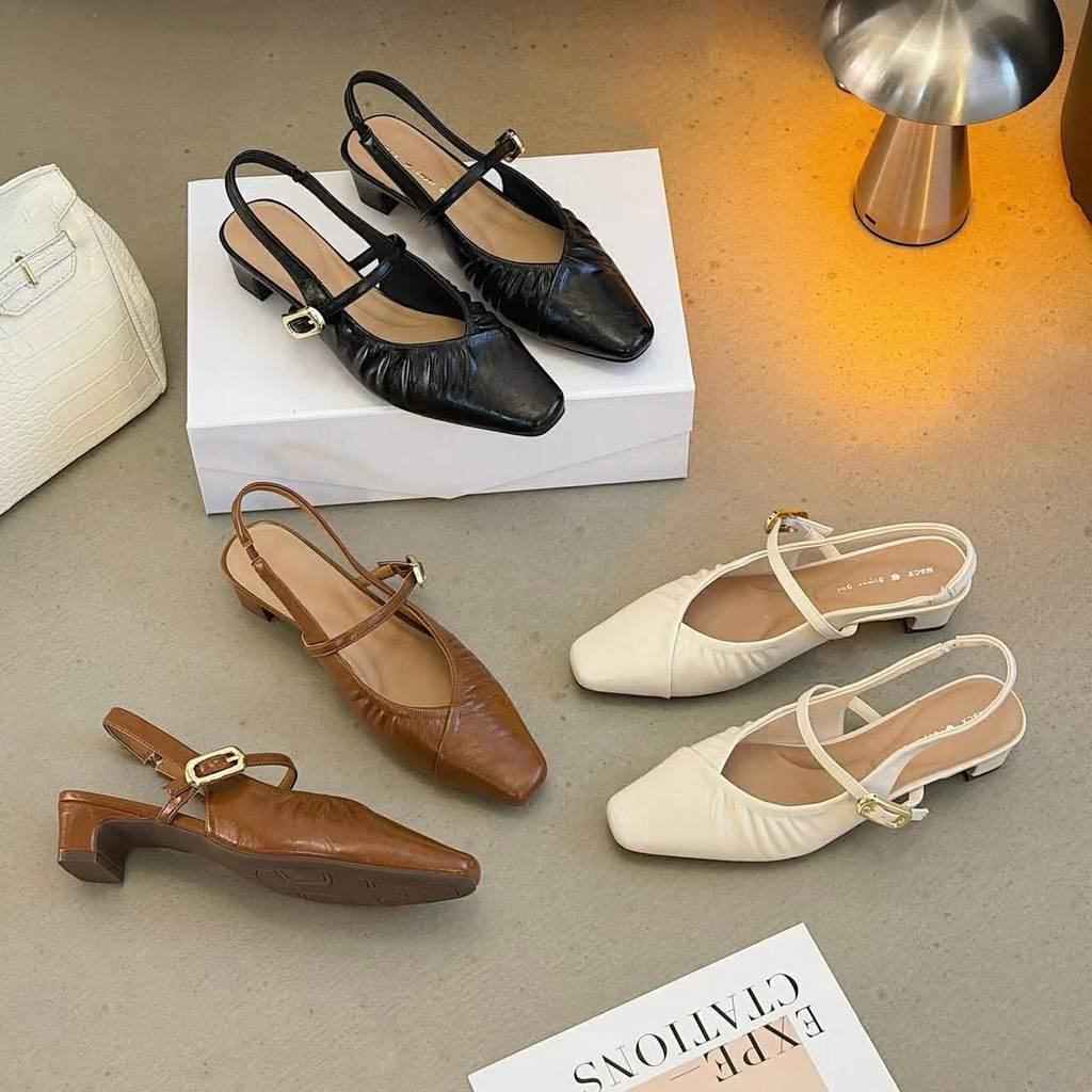 Cao gót slingback hiệu Michael Kermit gót vuông  586 5/9