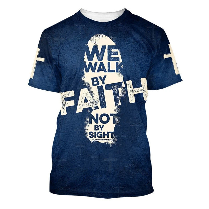 3D Print T Shirt For Men Jesus Cross Graphic Christian T-shirt Unisex Oversized Short Sleeve New Tre