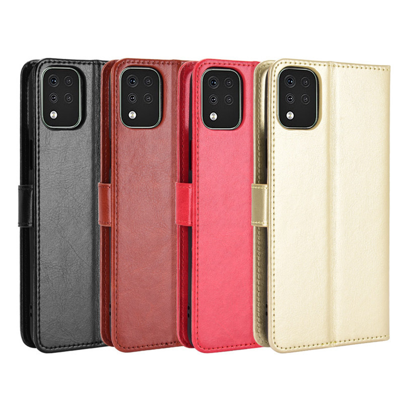 Ốp điện thoại LG K42 Thẻ bảo vệ kiểu ví LG K42 Vỏ da điện thoại Flip Crazy Horse Pattern Dây buộc