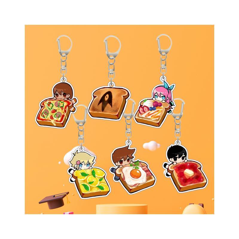 6Cm Acrylic Keychain for Omori Kel Basil Aubrey Toast Peeker Keychain Cute Acrylic Ornament Peripher