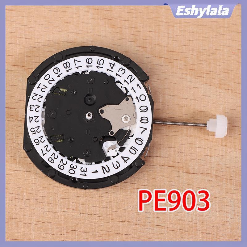 Eshylala PE903 Phong trào Sunon Pe90 Trung Quốc Ligne Thạch Anh Ba Tay Có 3 Mắt Ngày Chronograph Nhỏ