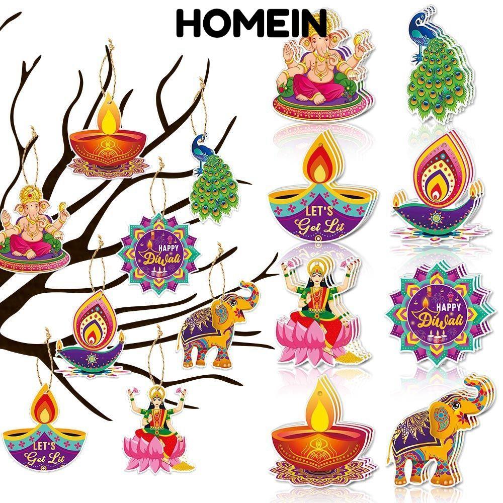 HOMEIN Diwali Cửa Treo Mặt Dây, Happy Diwali Giấy Diwali Treo Đồ Trang Trí, Thời Trang DIY Trang Trí