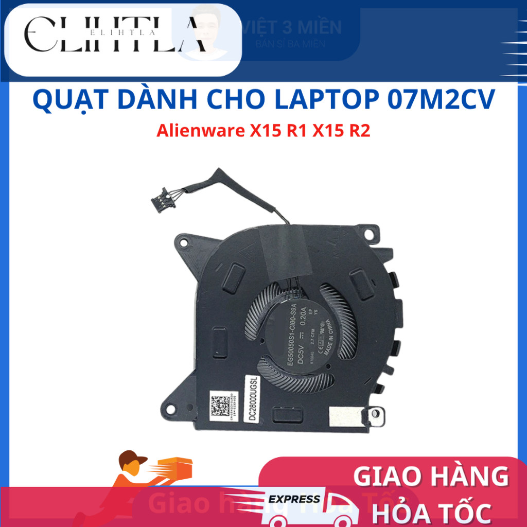 FAN Quạt tản nhiệt Laptop Dell Alienware X15 R1 X15 R2 07M2CV 7M2CV ZIN - BẢO HÀNH 1 THÁNG