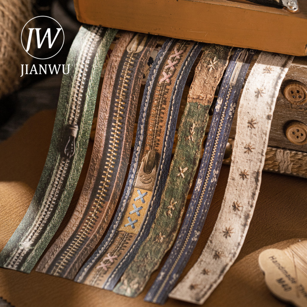 JIANWU Vải Thẩm Mỹ Series Vintage Vải Dải Phong Cảnh Chất Liệu Cắt Dán Sáng Tạo DIY Tạp Chí Văn Phòn