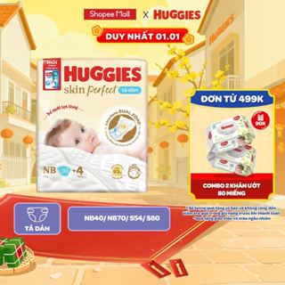  Tã Bỉm Dán Sơ Sinh Huggies Skin Perfect NB S với 2 Vùng Thấm Giảm Kích Ứng Da 