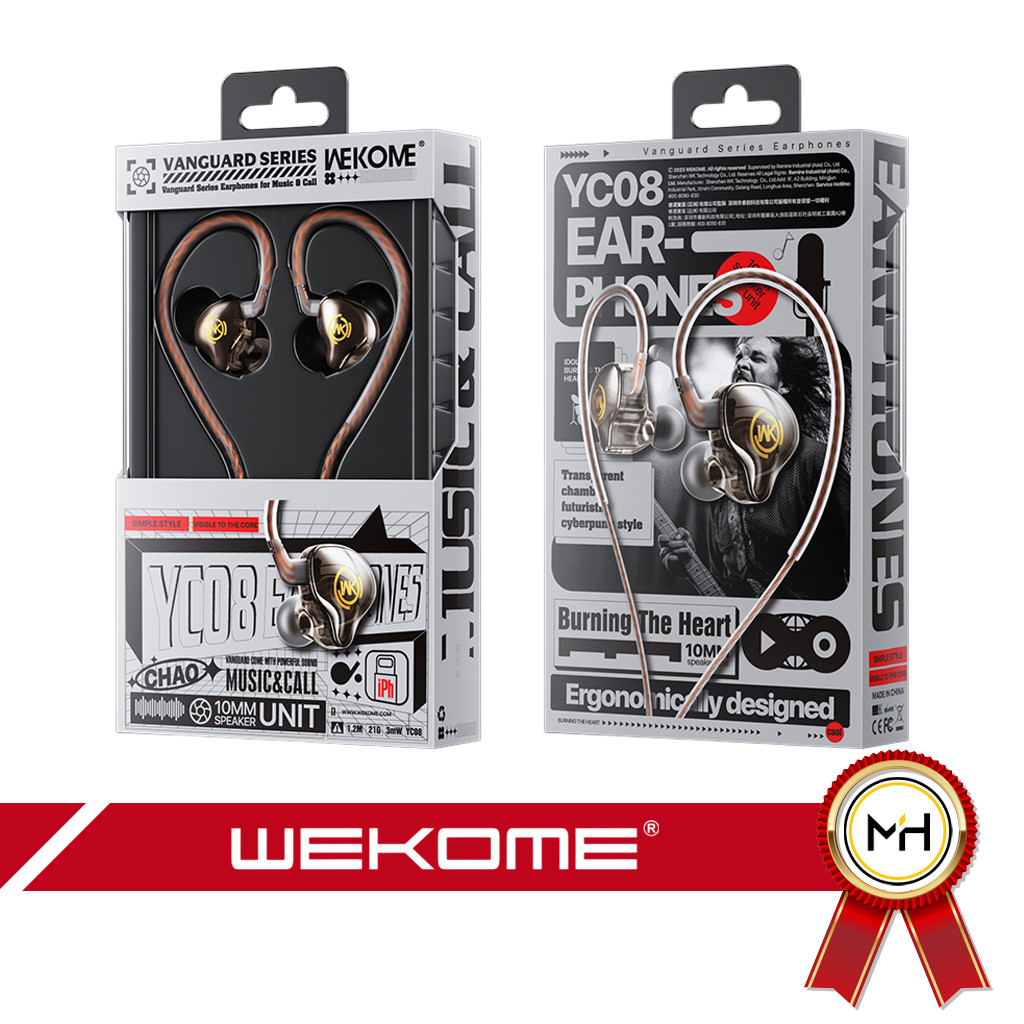 [CHÍNH HÃNG] Tai nghe nhét tai có dây WEKOME YC08 Chống Ồn Cực Tốt, Âm Thanh Super Bass, Có Mic Chơi