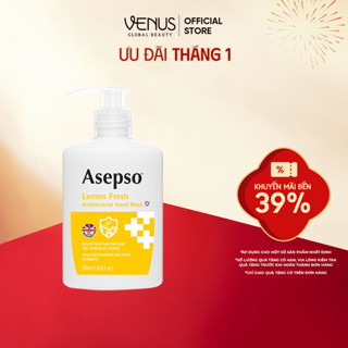  Nước Rửa Tay Kháng Khuẩn ASEPSO Hương Chanh 250ml - Khử Mùi Dưỡng Ẩm Không Khô  Date T5 26  