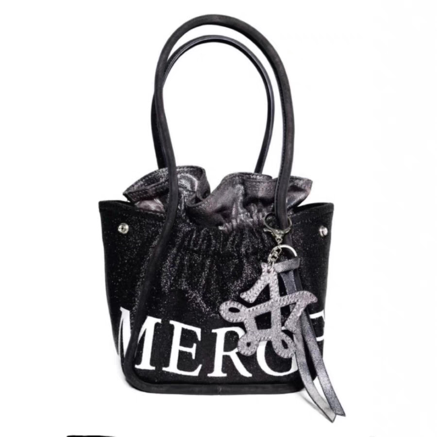 Merge Denim Large Capacity Tote Bag2025New Letter Fashion Versatile Handbag Underarm Shoulder Bag