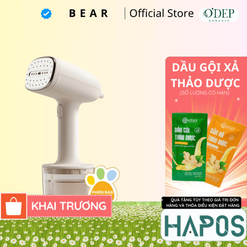 Bàn ủi hơi nước cầm tay 1000W Bear GTJ-D10M1 - Hàng chính hãng   - BH 18 Tháng - HAPOS HEL