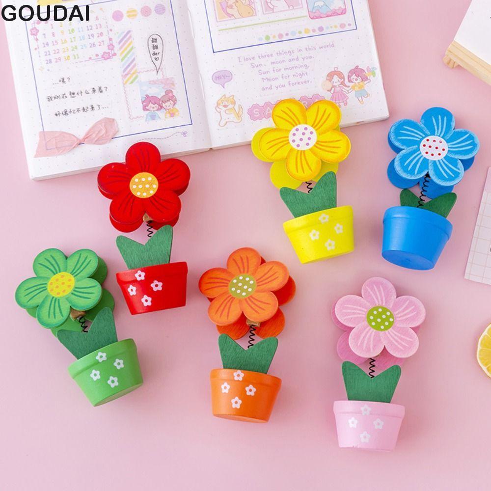 GOUDAI Hoa Note Holder Hàn Quốc Messege Stander Để Bàn Đồ Trang Trí Hoạt Hình Ảnh Stander Đồ Dùng Vă