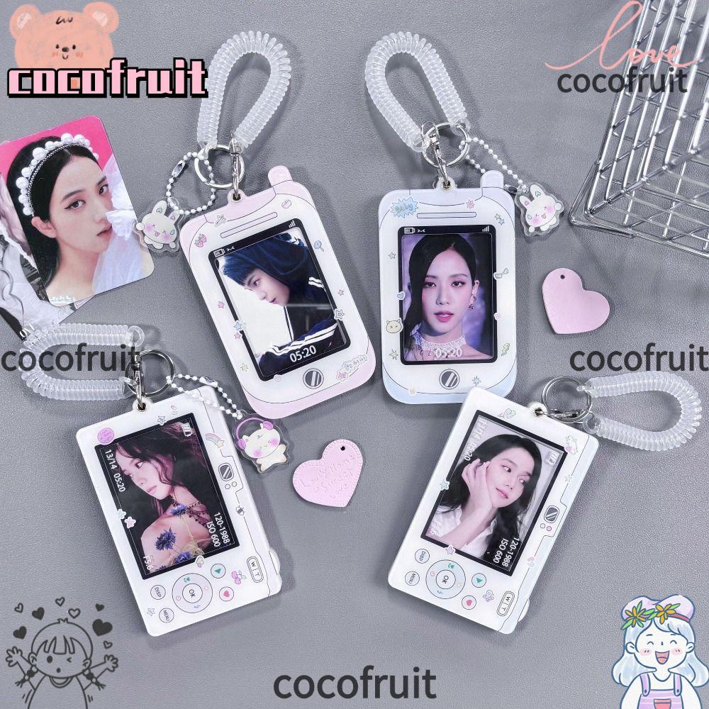 COCOFRUIT Idol Photo Card Tay áo, Thẻ xe buýt ID Acrylic Bảo vệ Hộp đựng Photocard Kpop, Móc khóa Đồ