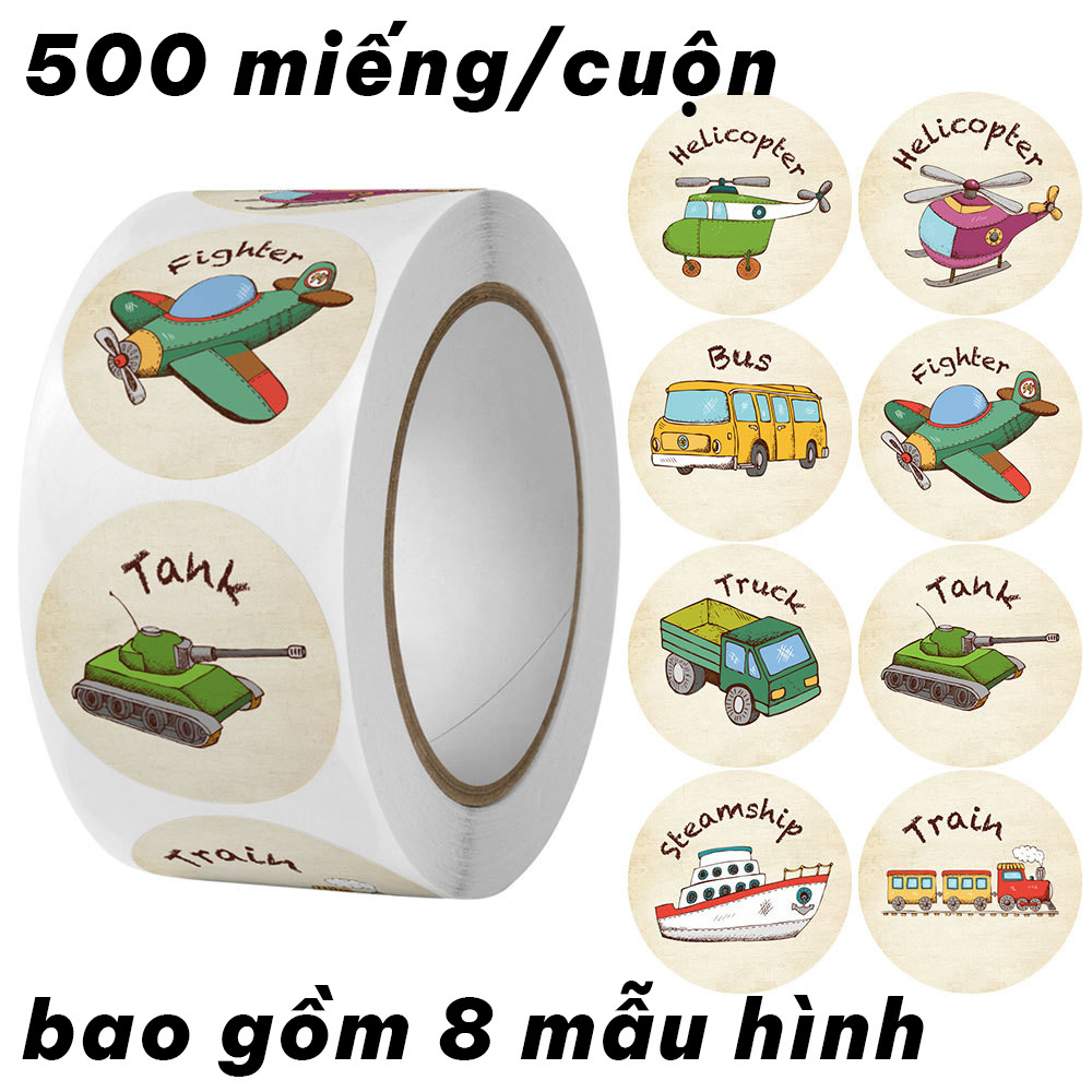 Roll of Transportation Theme Stickers – Reward Stickers for Children, Learning Decoration, Envelope 