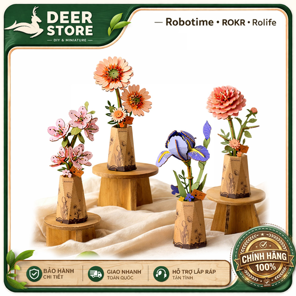 Hoa Gỗ DIY ROWOOD 3D ROBOTIME – Mô Hình Trang Trí Nghệ Thuật | Quà Tặng Handmade Cao Cấp