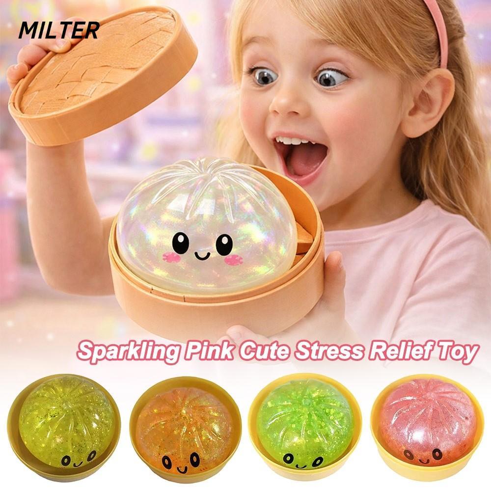 MILTER Hấp Bun Squishy Pinch Le, Bánh bao mềm đàn hồi chậm Đồ chơi Squishy, Fidget Long lanh với Ste