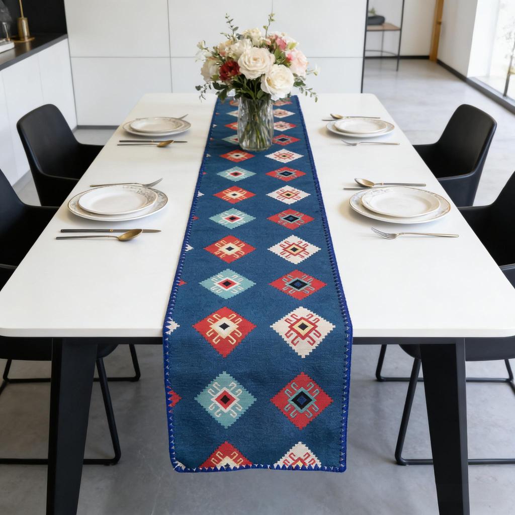 Modern Table Runner Bắc Âu Table Runner Cotton Table Runner Kết cấu vải lanh Bắc Âu, Á quân bàn chắc