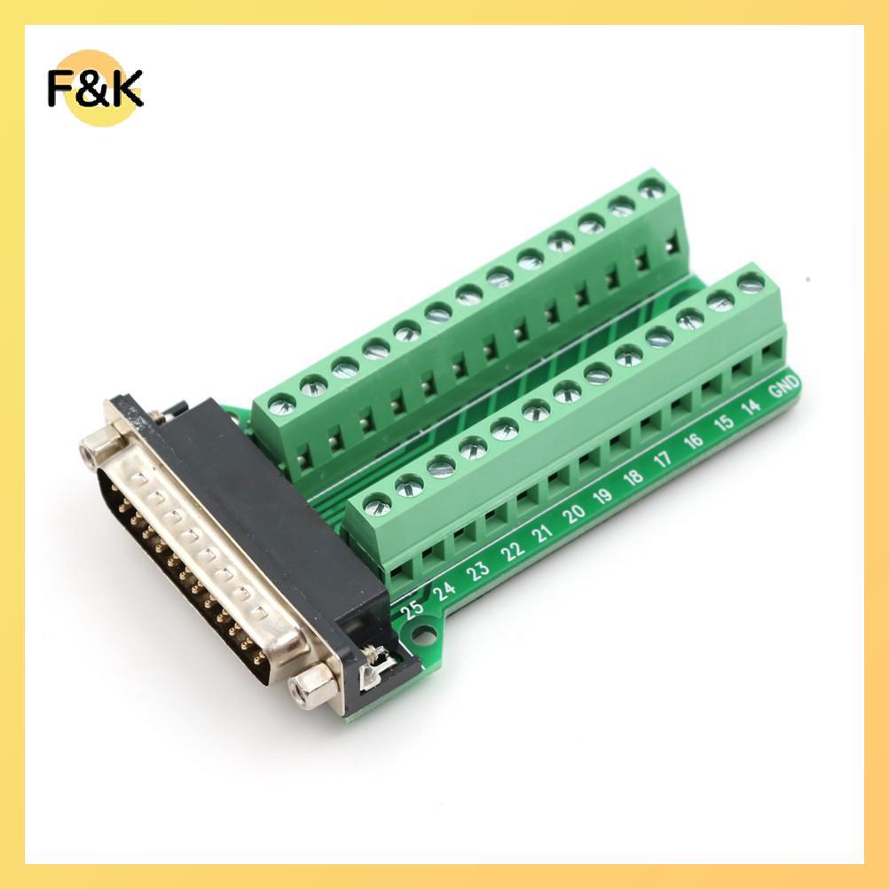 F & K D-SUB DB25 Nam 25Pin Plug Breakout Board Terminals Adapter Đầu nối không hàn.