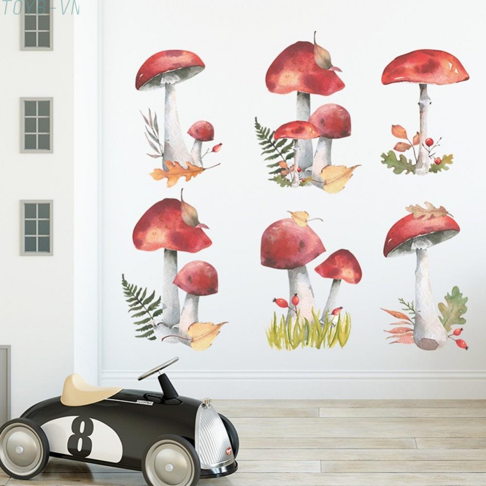 【TOYBOX】Wall Stickers Forest Kids Mural Mushroom Nursery PVC Plant Room Sticker Wall Art
