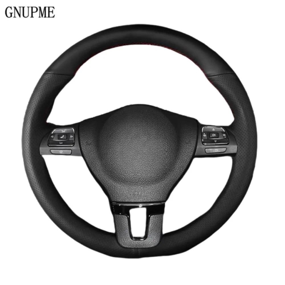 Tùy Chỉnh Chống Trơn Trượt Xe Vô Lăng Bao Da Đen Cho Volkswagen VW Golf Tiguan Passat B7 Passat CC T