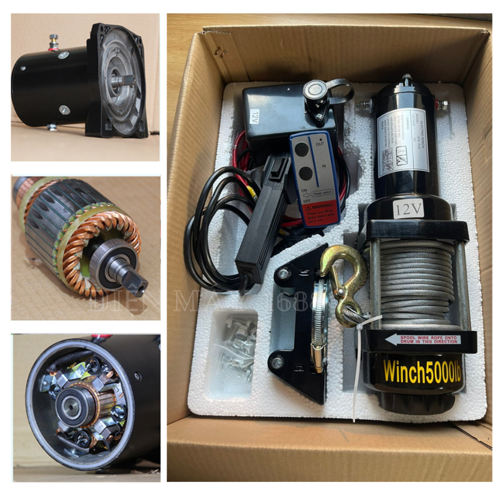 [ Chính Hãng ] Tời điện 12v ắc quy 4500lbs có điều khiển từ xa