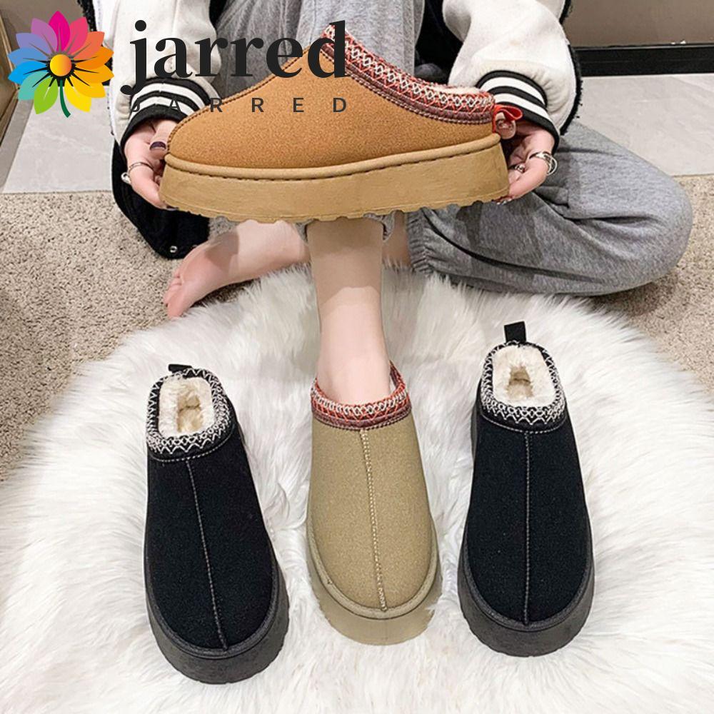 JARRED Solid Platform Dép, Stitch Thick Fluffy Flats Dép, Giày Gia Đình Thoải Mái Nhung Flats Mềm Mạ