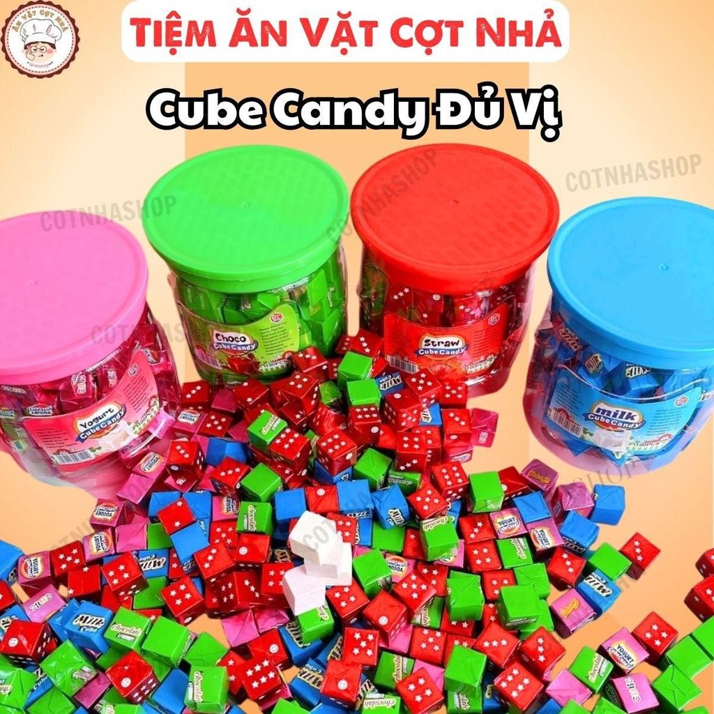 Combo 100 viên Kẹo Choco Cube Candy Vị choco, Vị Sữa, Vị dâu kẹo