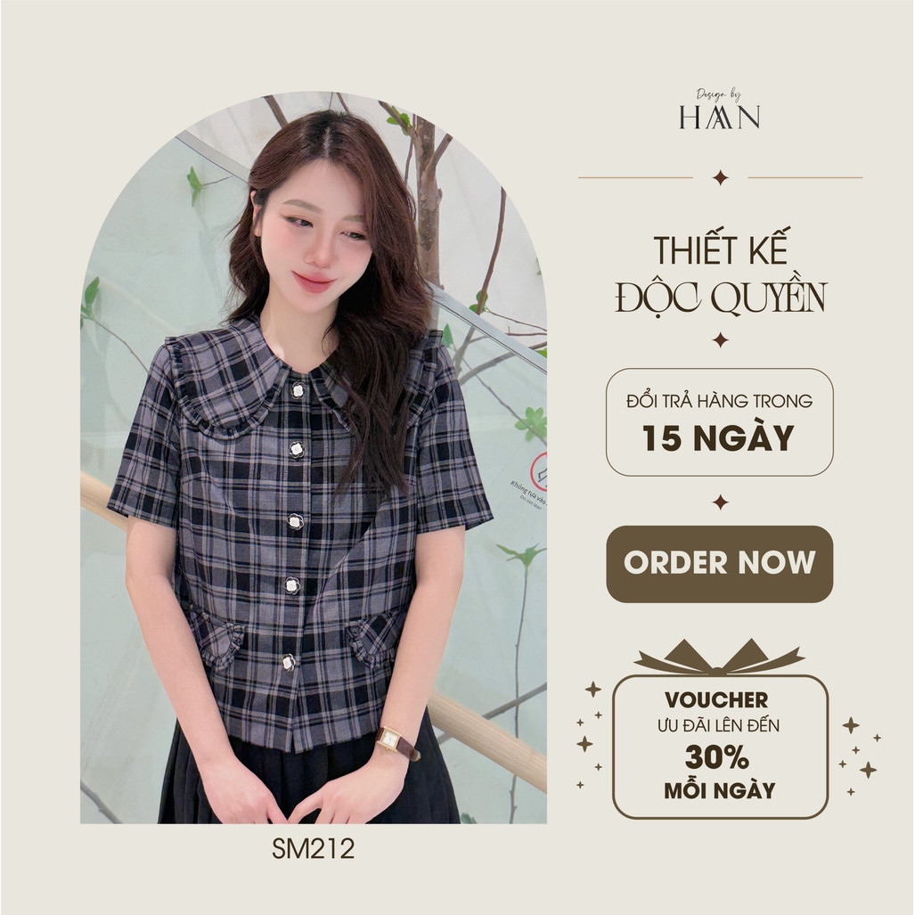 Áo Sơ Mi Kiểu Nữ Công Sở Thiết Kế Cổ Viền Cách Điệu HAAN Design SM212