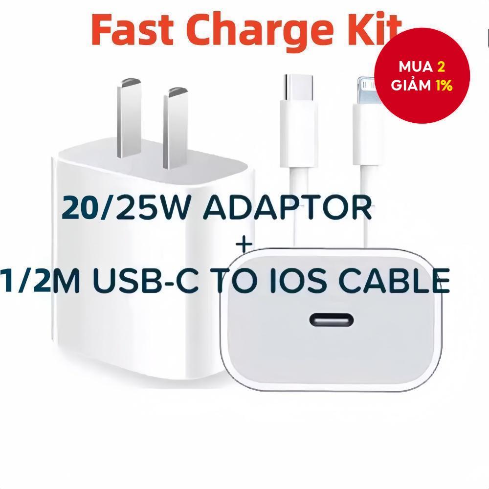Bộ sạc nhanh PD 20W kèm cáp sạc 1/2M phù hợp cho iPhone 8-14 Pro Max