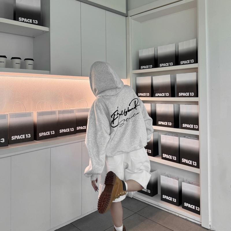 Belly Bear Loose B-Shape Zip Hoodie Jacket Warm Fleece Ruffles