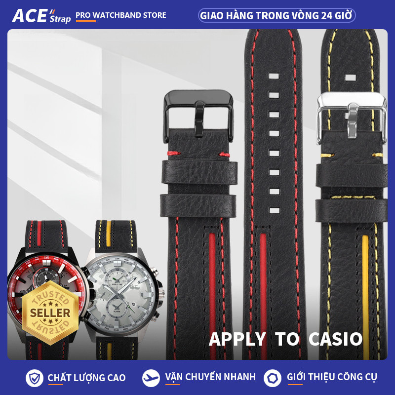 Áp dụng cho CASIO EDIFICE EARTH HEART, Dây đeo đồng hồ da thật cao cấp cho EFR-303CL / EFR-303BL / E