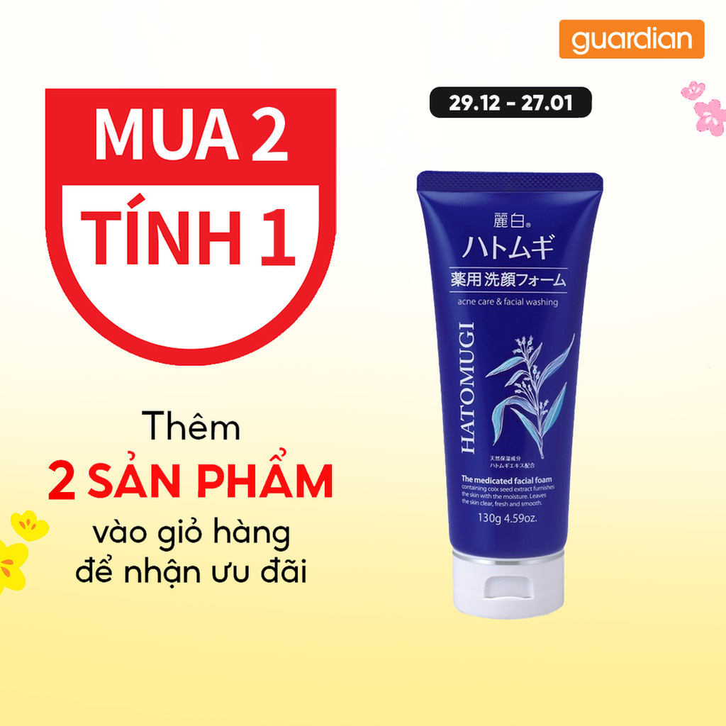 Sữa Rửa Mặt Ngừa Mụn Sáng Da Reihaku Hatomugi 130Gr