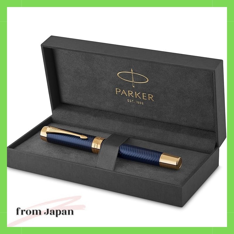 PARKER Fountain Pen Duofold Prestige Blue Chevron GT Medium Nib 18K Pen Tip 1931370