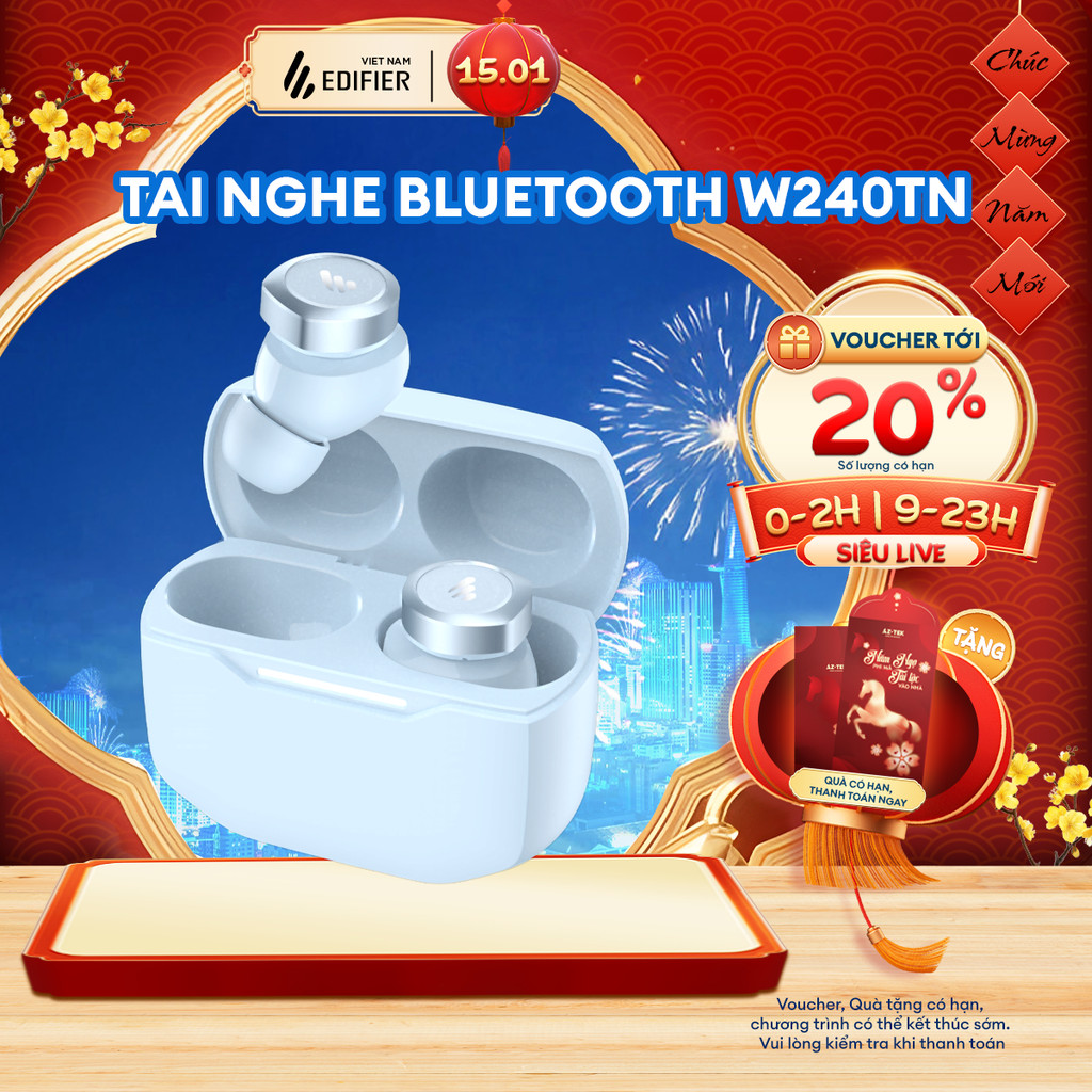 Tai nghe Bluetooth Nhét Tai Không Dây EDIFIER W240TN - Khử Ồn Hiệu Quả - Chơi Nhạc Đến 25H - 15 Thán