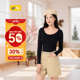  🌸SALE TẾT🌸  Áo thun nữ tay dài YODY cổ rộng mềm mại thông thoáng an toàn cho da ATN7025 