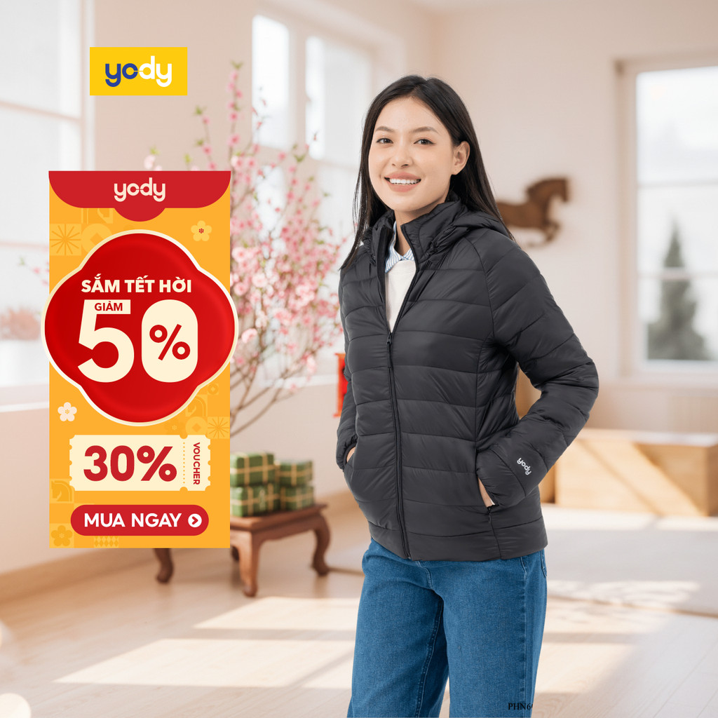 Áo phao nữ Raglan YODY khoác dáng ngắn có mũ ấm áp thời trang nữ mùa đông cao cấp PHN6014
