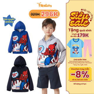   VOUCHER 8% GIẢM 30K ĐƠN 349K  Áo khoác gió có mũ người nhện Spider-Man Marvel bé trai Rabity 522.011 