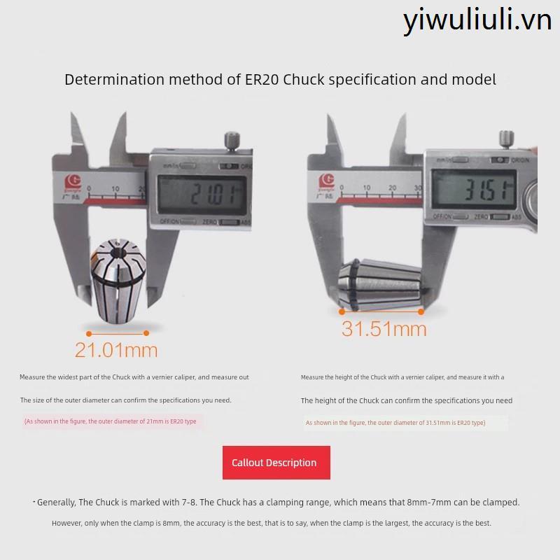 ER20 Chuck Máy Khắc Chuck Độ Chính Xác Cao Co Giãn Collet Khắc Phụ Kiện Máy Phay Cắt Shank Chuck ER 